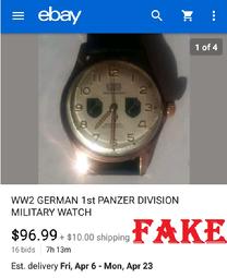 fake nazi watches, ebay, WW2 German