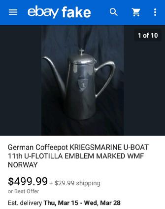 KRIEGSMARINE U-BOAT 11TH U-FLOTTILA COFFEEPOT