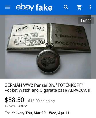 Panzer Div. TOTENKOPF Pocket Watch and Cigarette Case