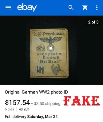 Fake Nazi ID, gerrhembr_0, ebay, forgery, Nazi ID, Nazi Passbook, SS Passport