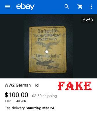 Fake Nazi ID, gerrhembr_0, ebay, forgery, Nazi ID, Nazi Passbook, SS Passport