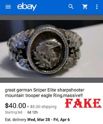 great german Sniper Elite Sharpshooter mountain trooper eagle Ring,massive