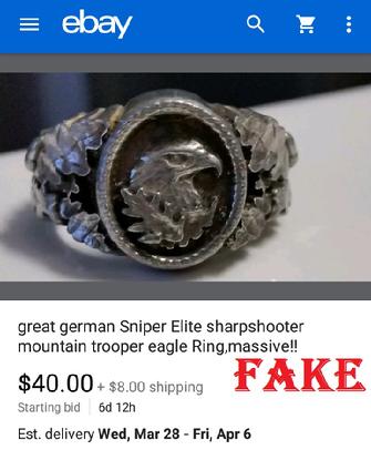 great german Sniper Elite Sharpshooter mountain trooper eagle Ring,massive
