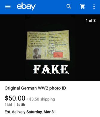 Fake Nazi ID, gerrhembr_0, ebay, forgery, Nazi ID, Nazi Passbook, SS Passport