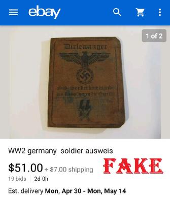 fake nazi ID books, passbooks, nazi, hitler, ebay, passport