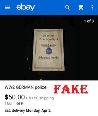 Fake Nazi ID, gerrhembr_0, ebay, forgery, Nazi ID, Nazi Passbook, SS Passport