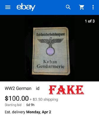 Fake Nazi ID, gerrhembr_0, ebay, forgery, Nazi ID, Nazi Passbook, SS Passport