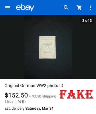 Fake Nazi ID, gerrhembr_0, ebay, forgery, Nazi ID, Nazi Passbook, SS Passport