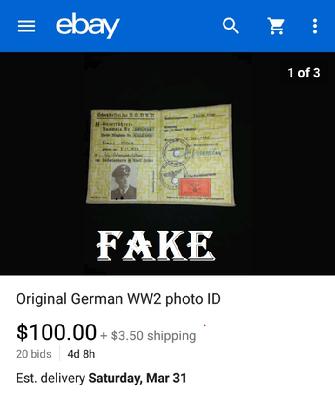 Fake Nazi ID, gerrhembr_0, ebay, forgery, Nazi ID, Nazi Passbook, SS Passport