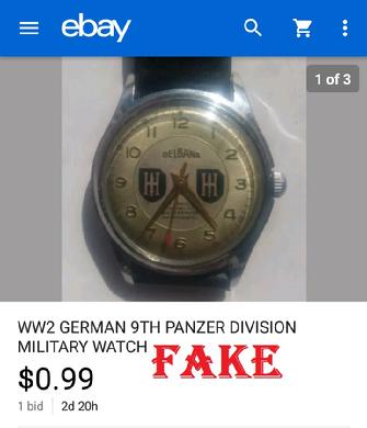 Fake Nazi Watch, German WW2 Fakes, Nazi Watch, ebay fakes, 