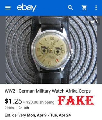 Fake Nazi Watch, German WW2 Fakes, Nazi Watch, ebay fakes, 