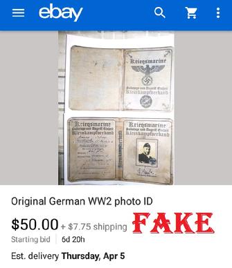 Fake Nazi ID, WW2 fakes, Nazi Passbook