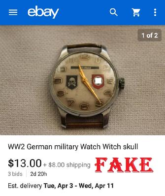 Fake Nazi Watches, nazi fakes, ebay fakes, ebay fraud, forgers on ebay, ww2 fakes