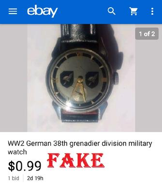 Fake Nazi Watches, nazi fakes, ebay fakes, ebay fraud, forgers on ebay, ww2 fakes