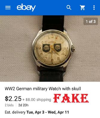 Fake Nazi Watches, nazi fakes, ebay fakes, ebay fraud, forgers on ebay, ww2 fakes