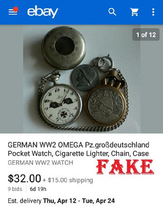 GERMAN WW2 OMEGA Pz.grobdeutshland Pocket Watch, Cigarette Lighter, Chain, Case