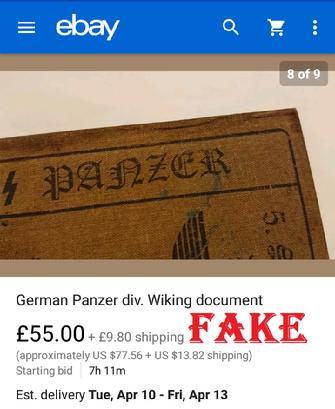 German Panzer div. Wiking document