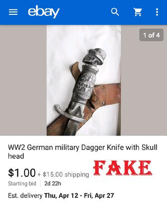 WW2 German military Dagger Knif with Skull head