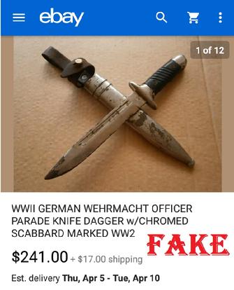 WWll GERMAN WEHRMACHT OFFICER PARADE KNIFE DAGGER w/CHROMED SCABBARD MARKED WW2