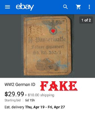 Fake Nazi Passbook, ID, WW2