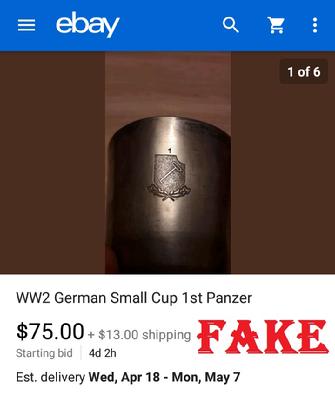 WW2 German Small Cup 1st Panzer