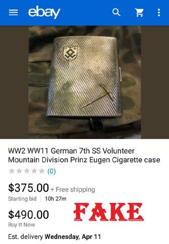 WW2 WWll German 7th SS Volunteer Mountain Division Prinz Eugen Cigarette Case