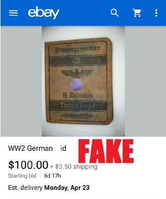 Nazi ID on ebay