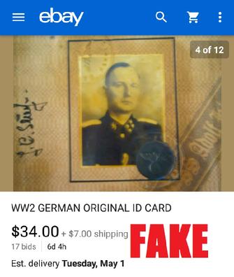 Nazi ID on ebay