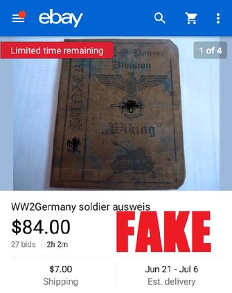 Fake Nazi Passbook, ID, WW2