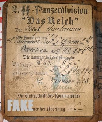Fake Nazi Passbook, ID, WW2