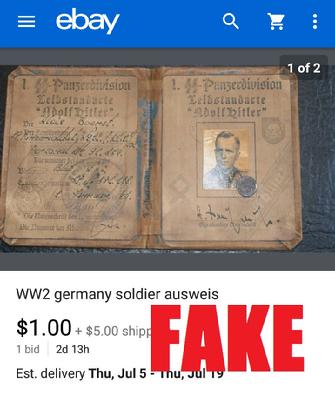 Fake Nazi Passbook, ID, WW2