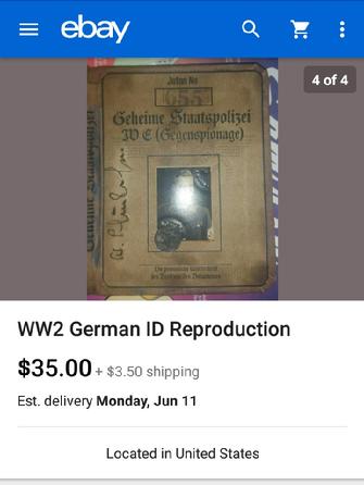 Fake Nazi Passbook, ID, WW2