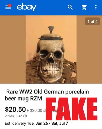 WW2 German Skull Stein