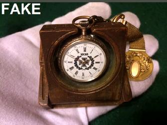 GERMAN WW2 Gold/F Two Tone Pocket Watch Wooden Folding Box, Chain