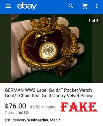 German WW2 Lapel Gold/F Pocket Watch