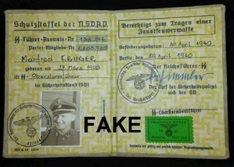 fake nazi ID books, passbooks, nazi, hitler, ebay, passport