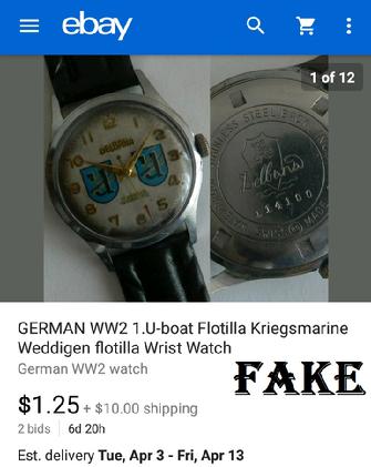 GERMAN WW2 1.U-boat Flotilla Kriegsmarine Weddigen flotilla Wrist Watch