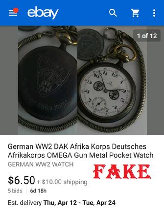GERMAN WW2 DAK Afrika Korps Deutsches Afrikakorps OMAGA Gun Metal Pocket Watch