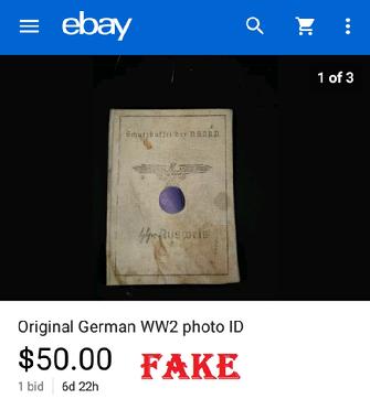 Fake Nazi ID, gerrhembr_0, ebay, forgery, Nazi ID, Nazi Passbook, SS Passport