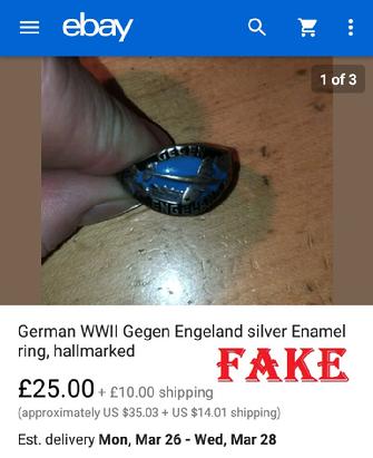 Brexit2019, fake nazi items, ebay fakes, WW2 fakes, German WW2 military fakes