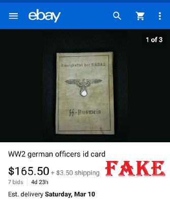 Fake Nazi ID, gerrhembr_0, ebay, forgery, Nazi ID, Nazi Passbook, SS Passport
