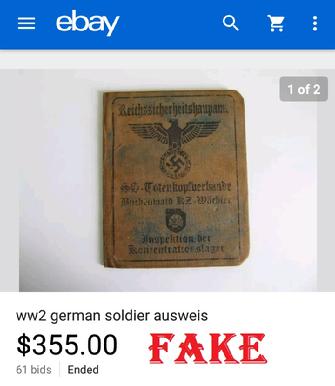 fake nazi ID books, passbooks, nazi, hitler, ebay, passport