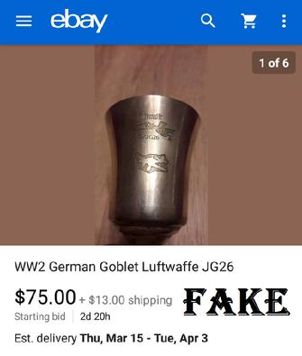 WW2 German Goblet Luftwaffe JG26