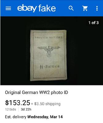 fake nazi ID books, passbooks, nazi, hitler, ebay, passport