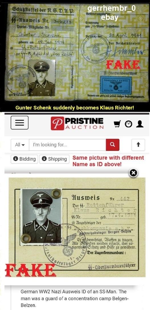 Fake Nazi ID, gerrhembr_0, ebay, forgery, Nazi ID, Nazi Passbook, SS Passport