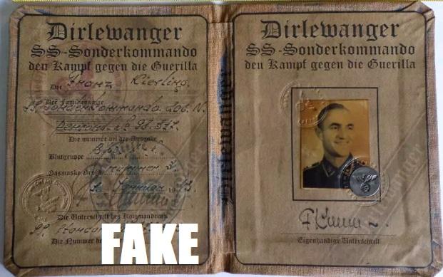 Fake Nazi Passbook, ID, WW2