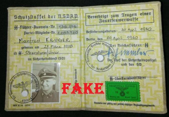 Fake Nazi ID, gerrhembr_0, ebay, forgery, Nazi ID, Nazi Passbook, SS Passport