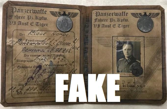 Fake Nazi Passbook, ID, WW2