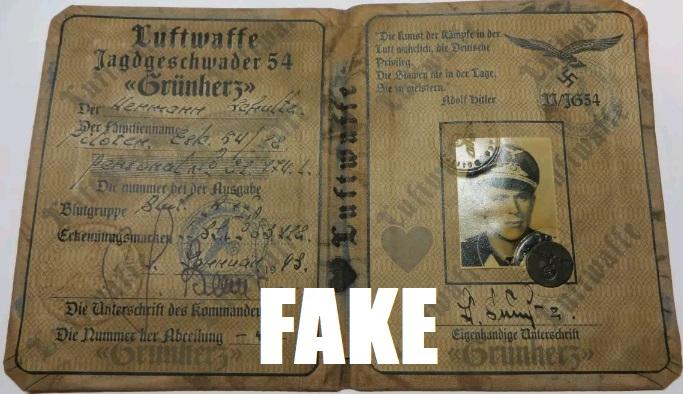 Fake Nazi Passbook, ID, WW2