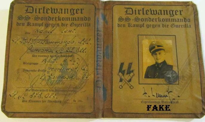 Fake Nazi Passbook, Nazi ID, German WW2 Fakes, ebay fraud
